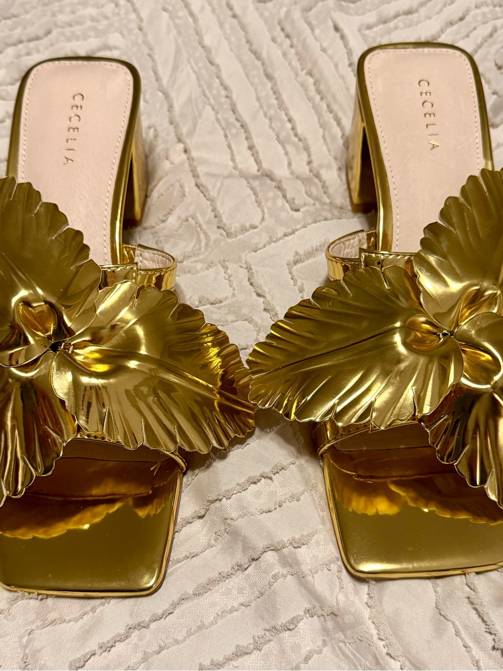 Cecelia New York "Happy" Gold Flower Sandal